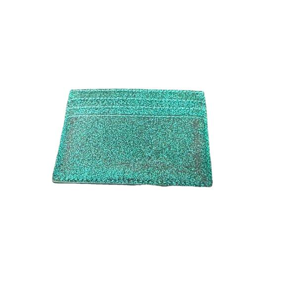 Kate Spade Lucy Glitter Medium L-Zip Teal Green Wristlet KE454 Wallet Defects - Picture 3 of 13